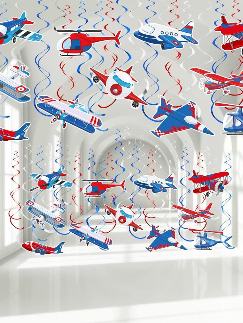 30 Pcs Airplane Hanging Swirls Foil Ceiling Decorations for Party